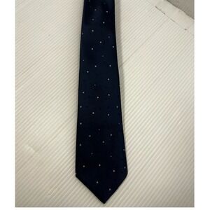 Johnny Carson Navy Blue Polyester Tie with White Dot Pattern